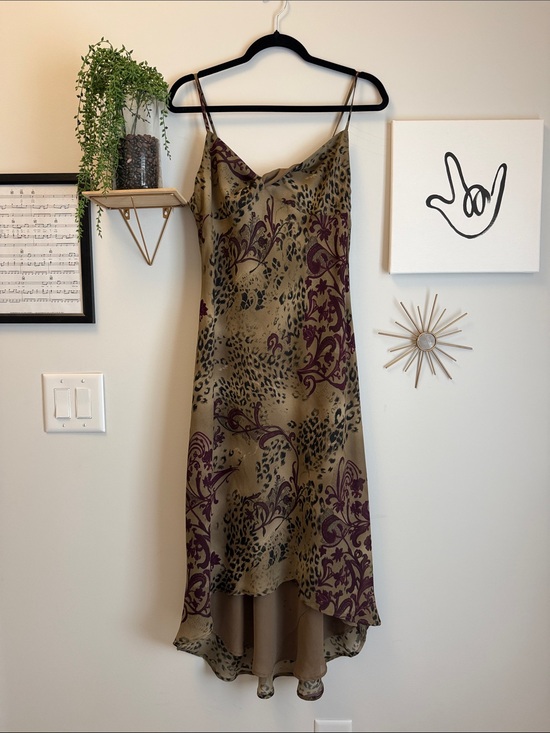 Rampage Dresses & Skirts - Rampage Deadstock Y2K Olive Green and Burgundy Floral & Cheetah Slip Dress